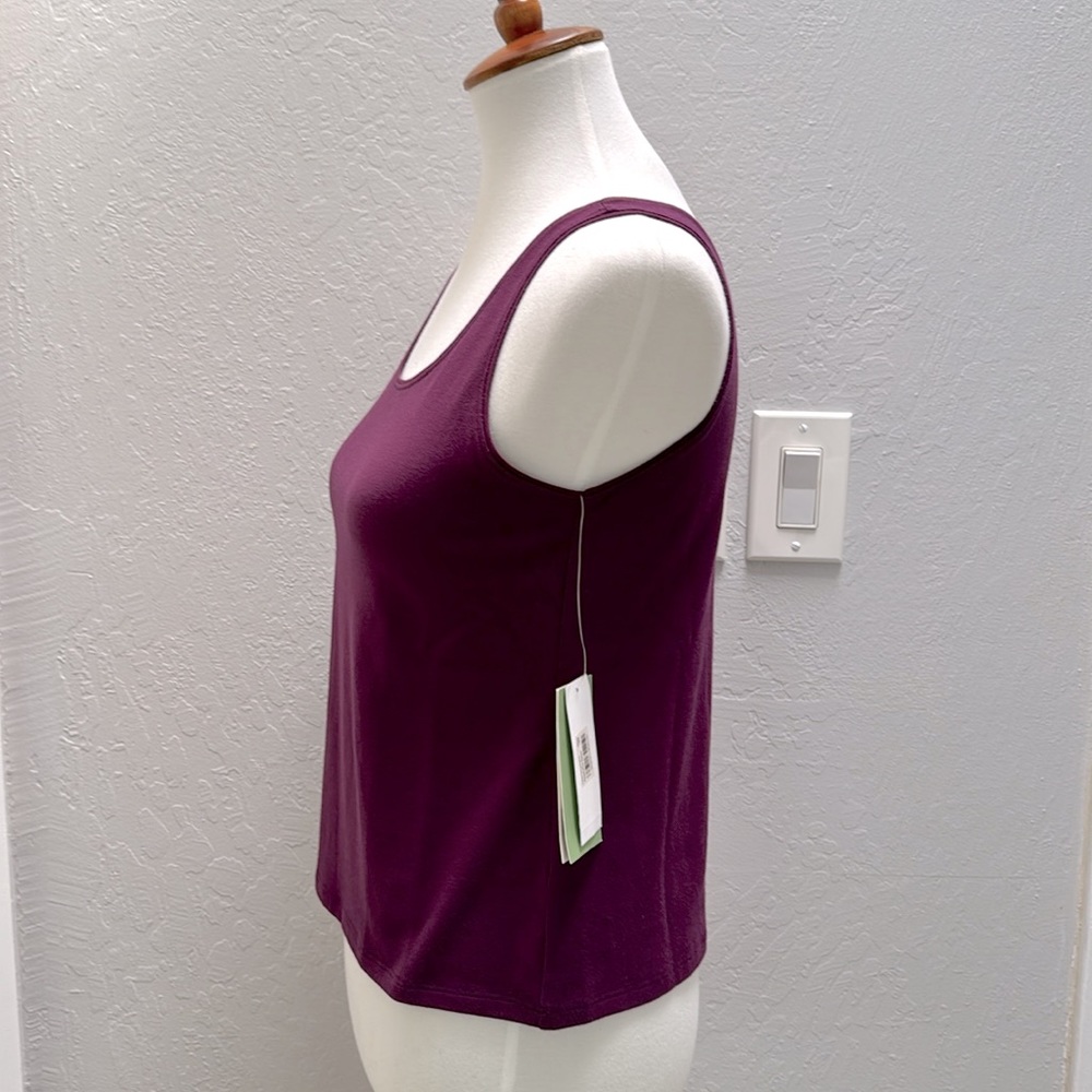 Eileen Fisher Organic Cotton Scoop Neck Tank PS Burgundy Maroon Purple - Picture 3 of 15